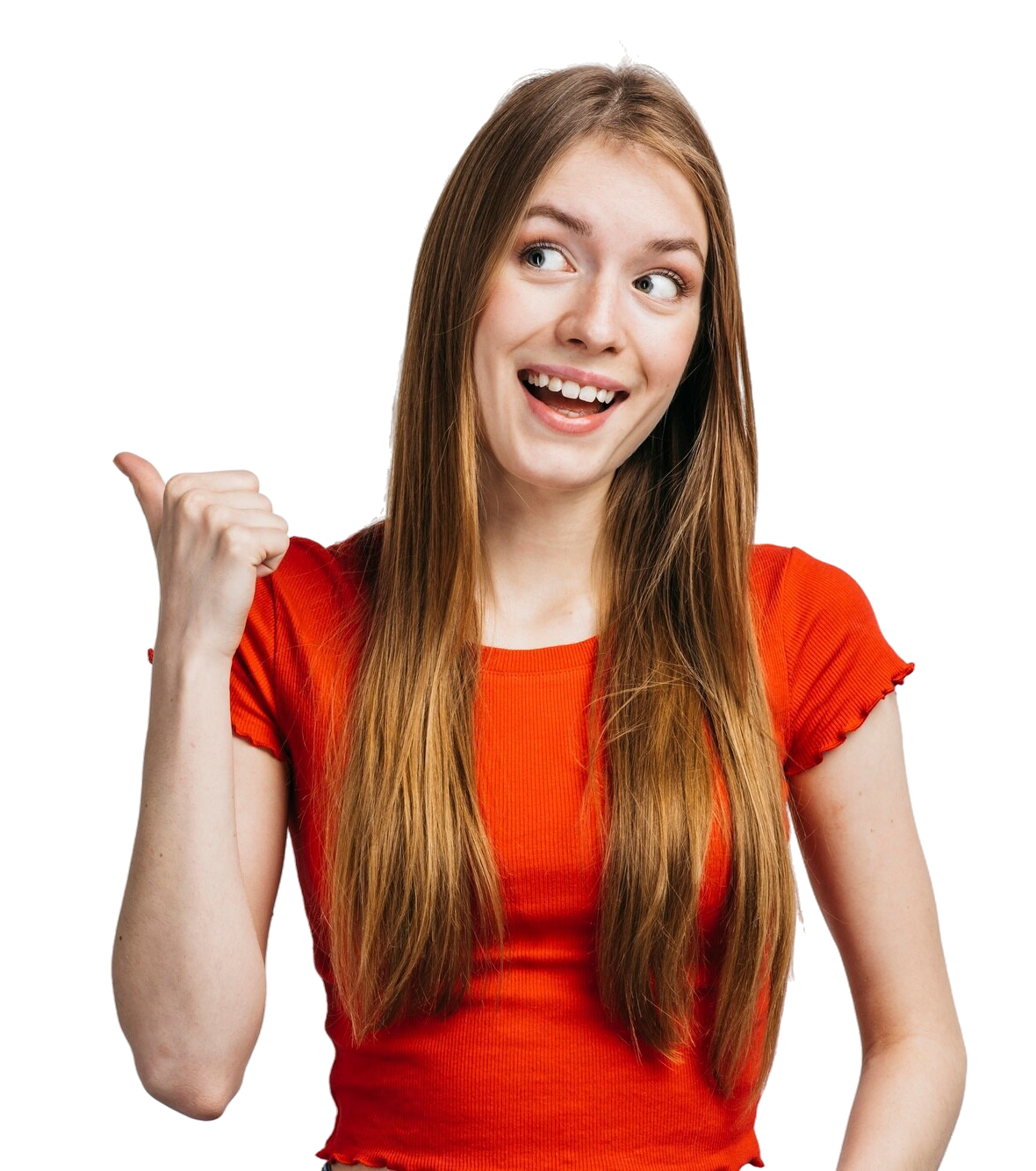 happy women pointing 1